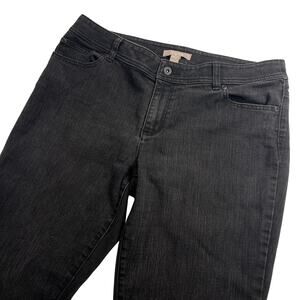 Chico’s Black Wash Mid Rise Straight Leg Stretch Jeans Size 12 Short Chico’s 2S